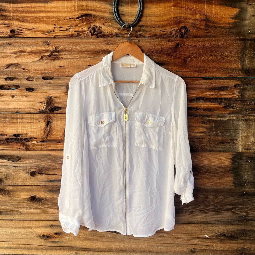 MICHAEL KORS | White Long Sleeve Blouse 8